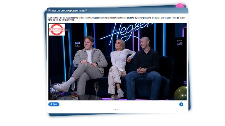 Skjermbilde av oppgaven "Finner du produktplasseringen?" fra Reklameskolen.