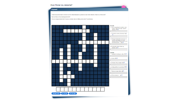 Skjermbilde av oppgaven "Hvor finner du reklame?" fra Reklameskolen.