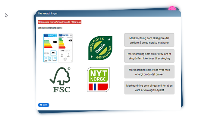 Skjermbilde av oppgaven "Merkeordninger" fra Reklameskolen.